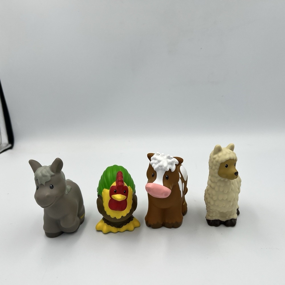 Fisher Price Little People Farm Animals Lot of 4 Cow Rooster Llama Donkey